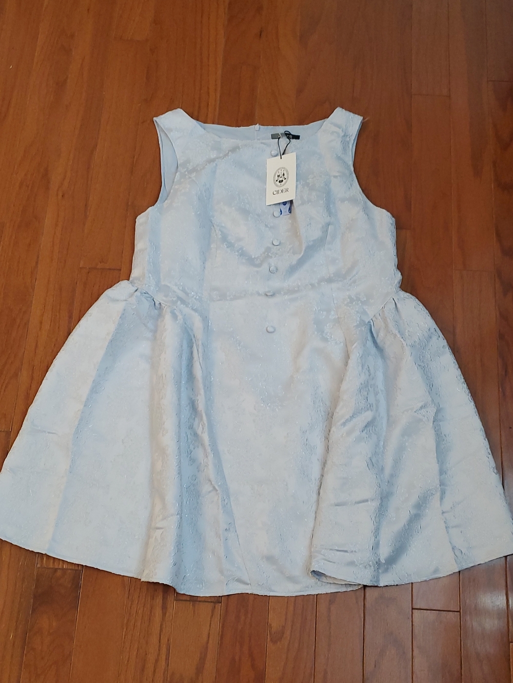 NWT Cider Blue Floral Jacquard dress 1X Sleeveless Dance Formal Wedding